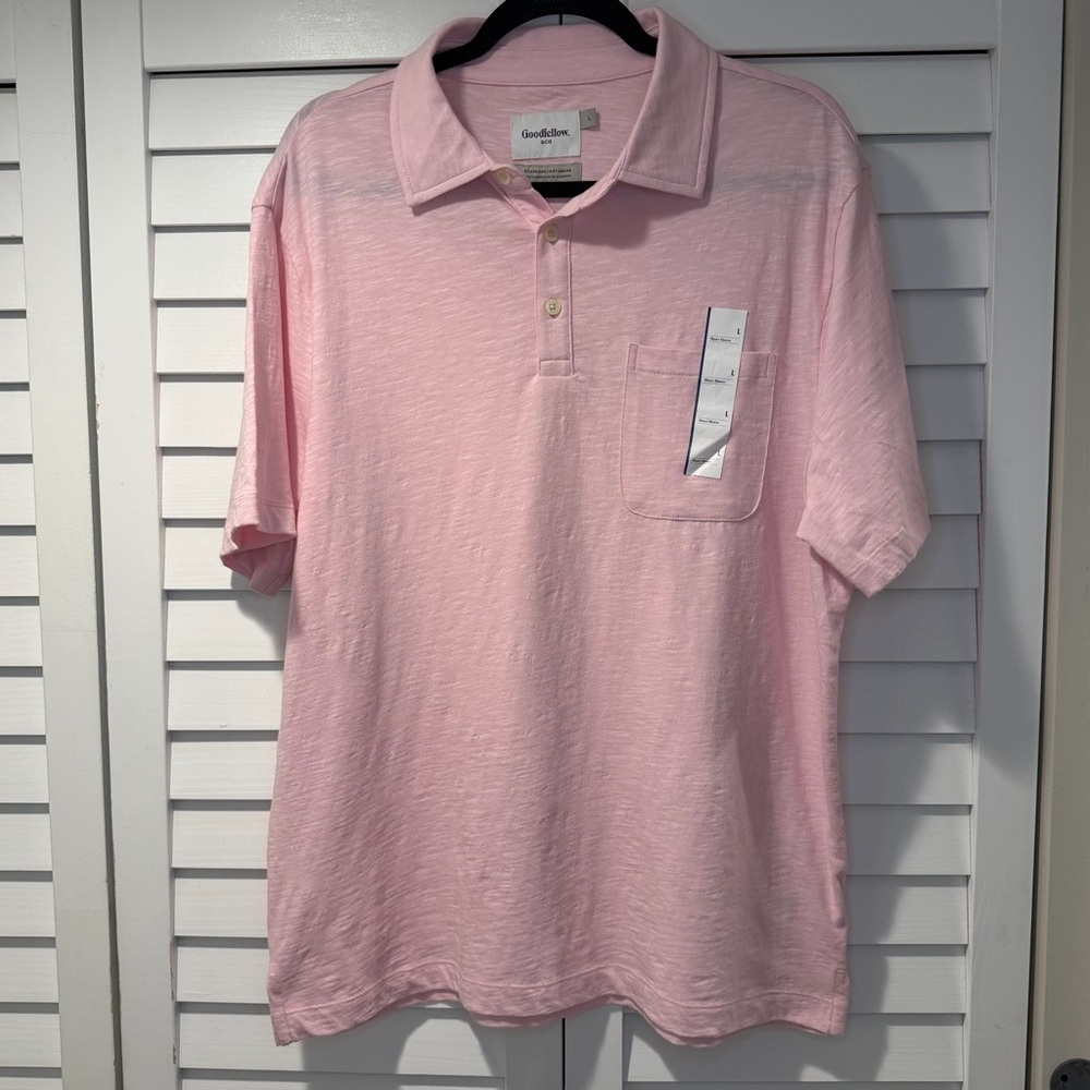 Goodfellow & Co Men's Pink Cotton Polo Shirt Size‎ L NWT
